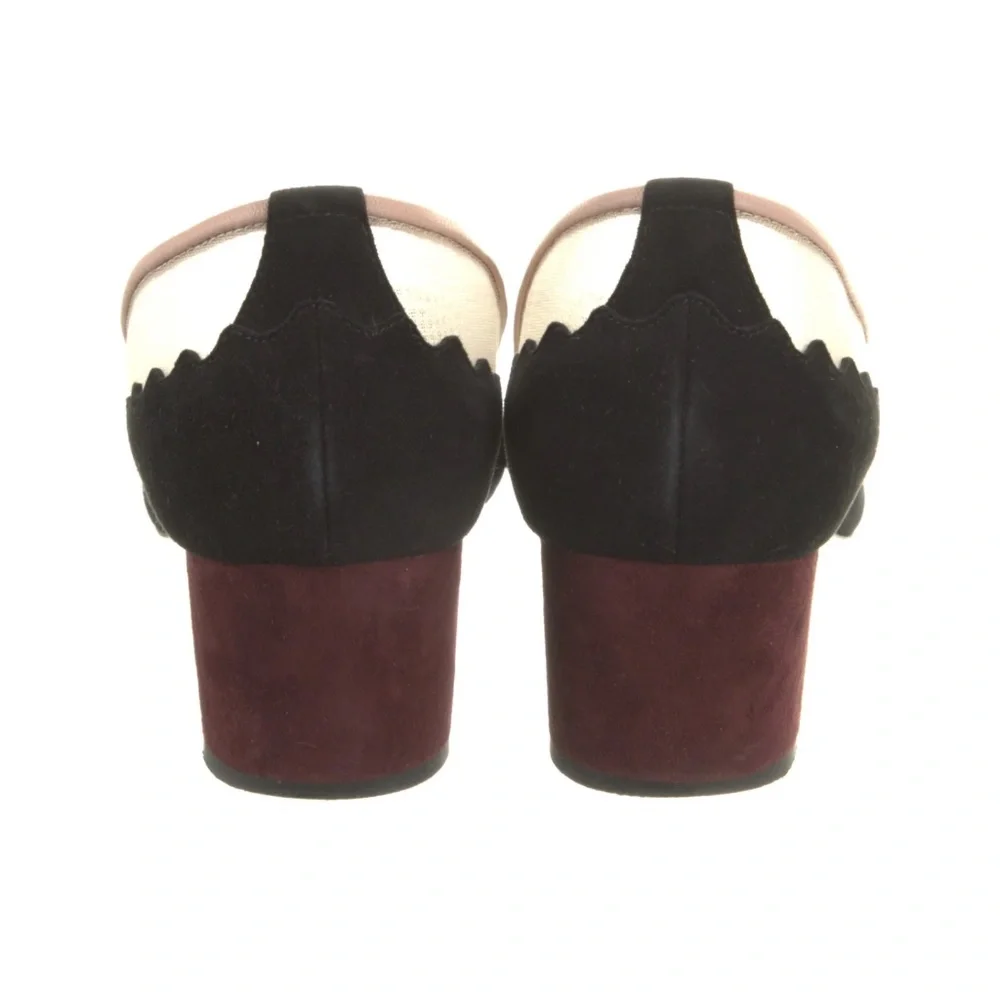 REDUCED Chloe Suede Leather Mesh Accent Pumps Heels Black/ Burgundy 37/ 7